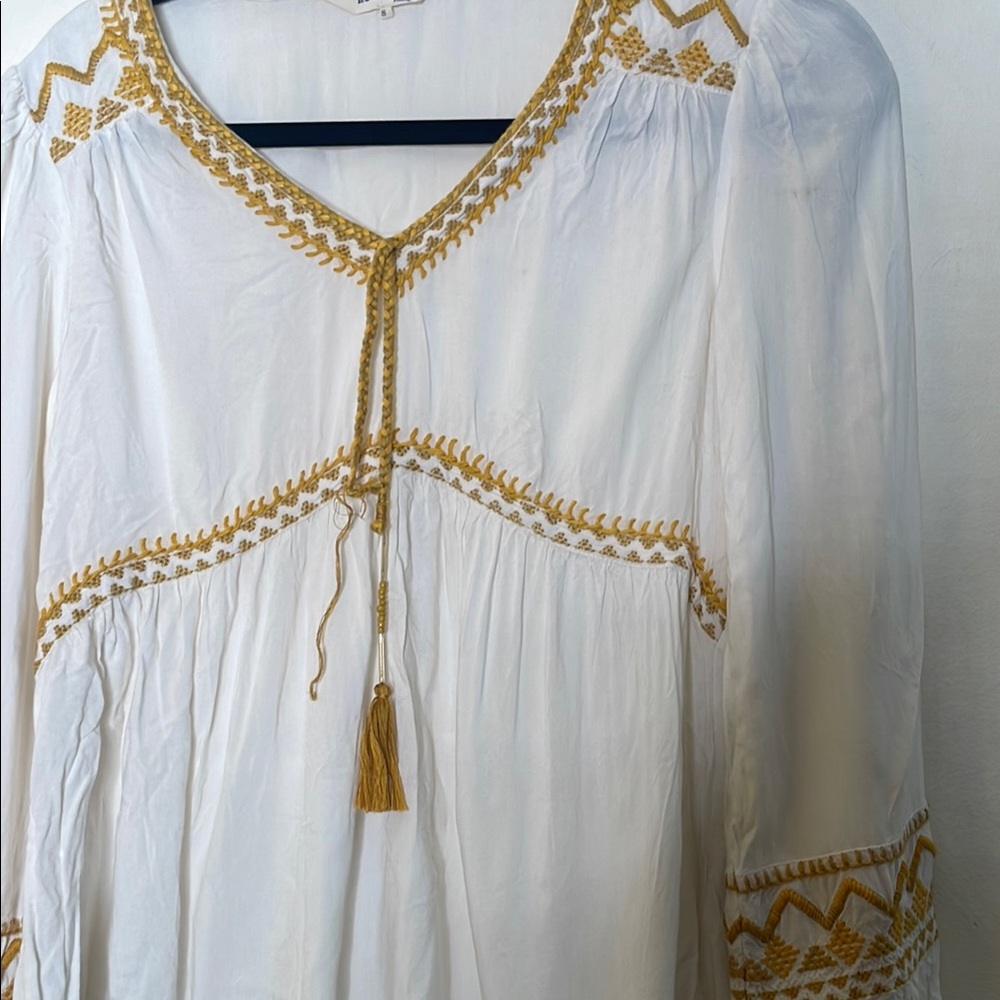 Anthropologie Gold Embellished Peplum Blouse - Picture 6 of 7